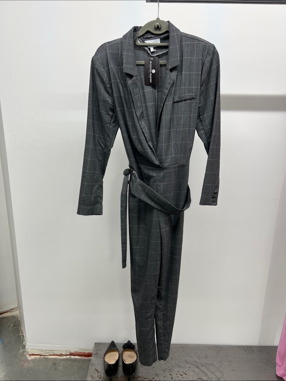 L'Academie Gray Belted Jumpsuit